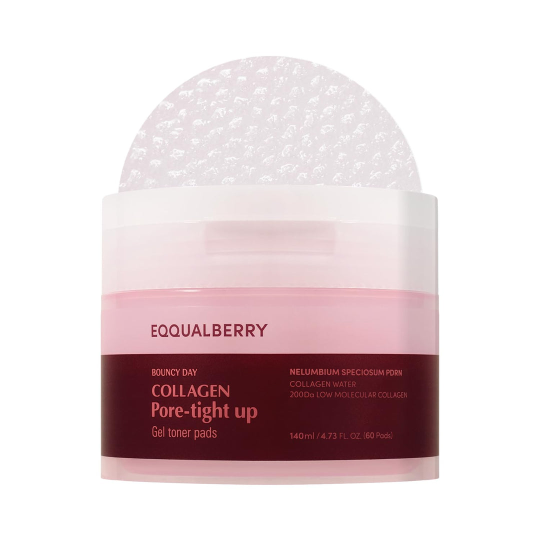 EQQUALBERRY Collagen Pore-Tight Up Gel Toner Pads, 60 Count
