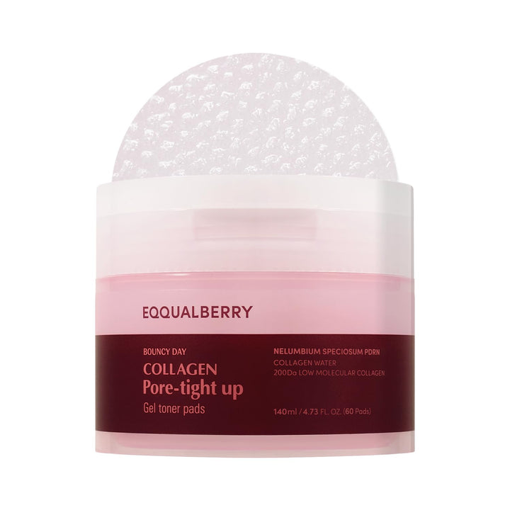 EQQUALBERRY Collagen Pore-Tight Up Gel Toner Pads, 60 Count