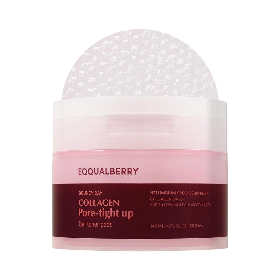 EQQUALBERRY Collagen Pore-Tight Up Gel Toner Pads, 60 Count
