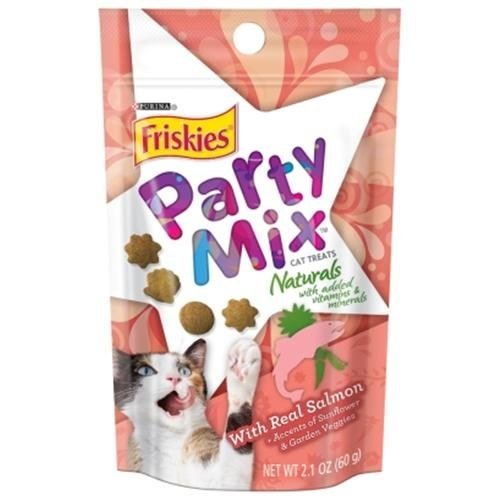 Friskies Party Mix Natural Yums Cat Treats, Salmon, 2.1 oz
