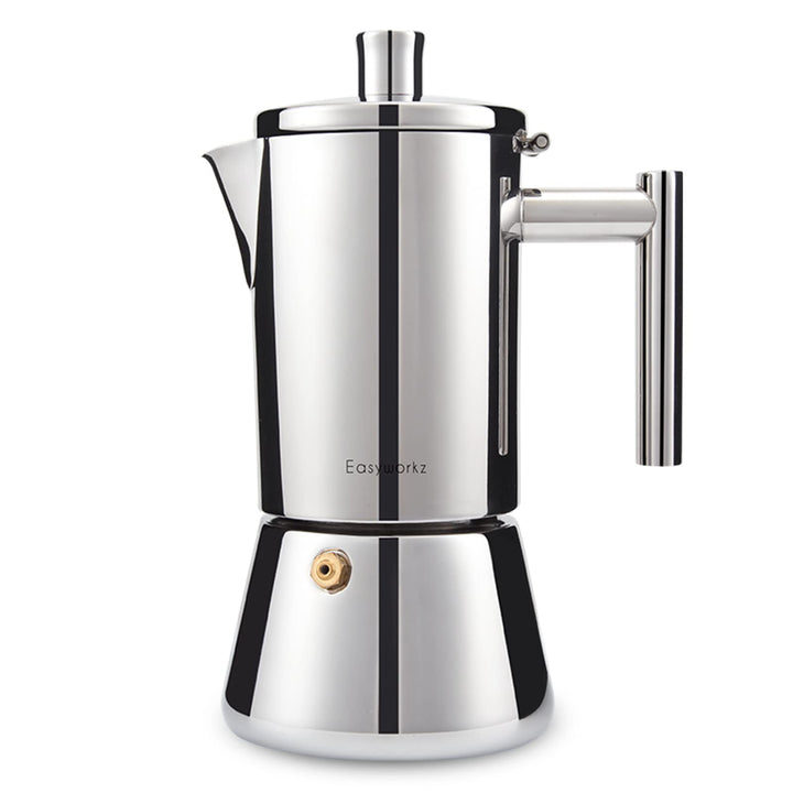 Easyworkz Diego Stovetop Espresso Maker, Stainless Steel, 4 Cup, 6.8 oz