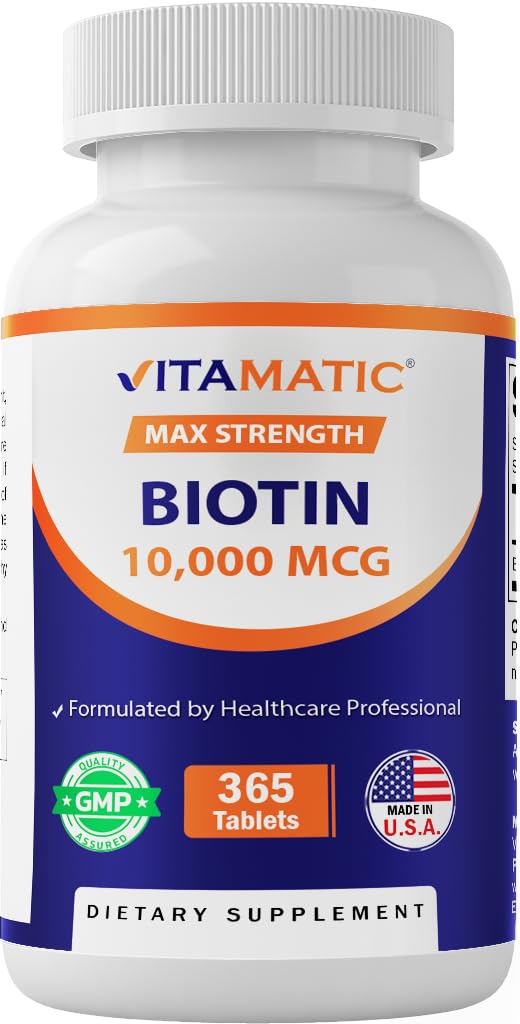 Vitamatic Biotin Vitamin B7 Tablets, 10000 mcg, 365 Count