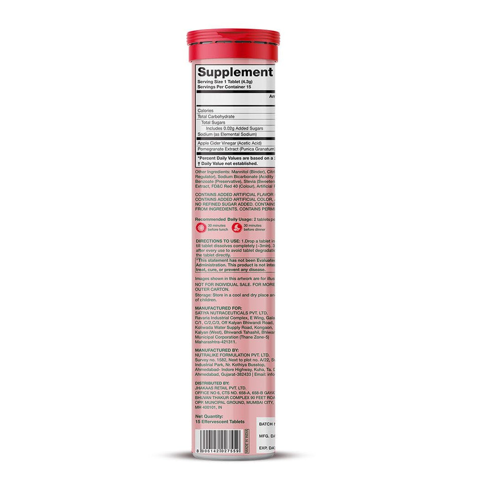 PLIX - THE PLANT FIX Apple Cider Vinegar Effervescent Tablet, Pack of 4