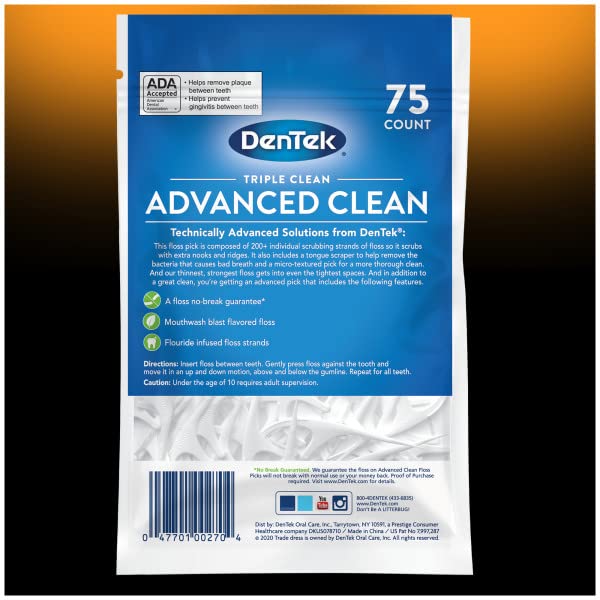 Dentek Triple Clean Floss Picks, 75 Count