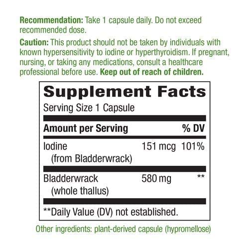 Nature's Way Bladderwrack Whole Thallus, 580 mg, 100 Count, Pack of 2