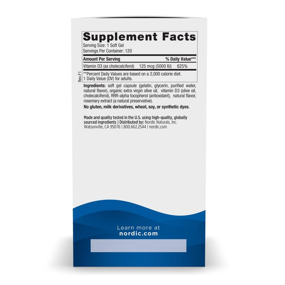Nordic Naturals Vitamin D3, Orange, 120 Count
