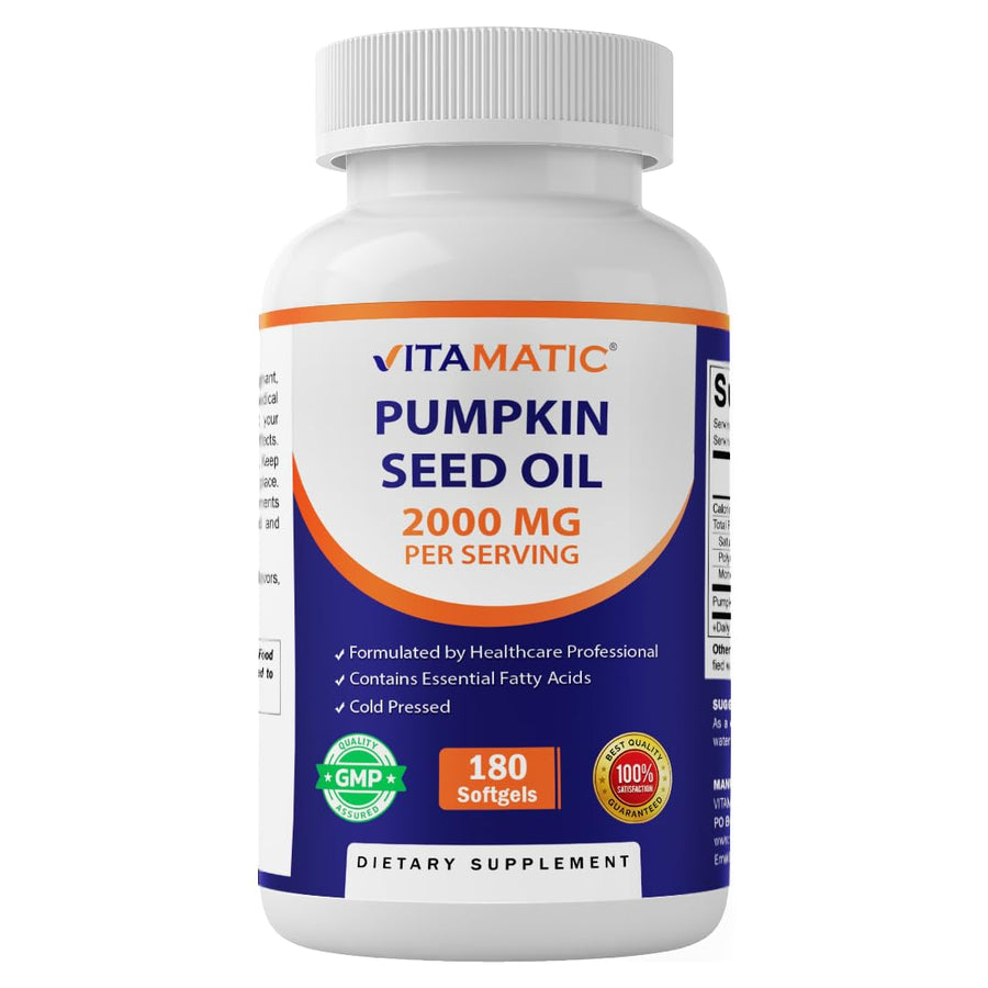 Vitamatic Pumpkin Seed Oil Softgels, 2000 mg, 180 Count