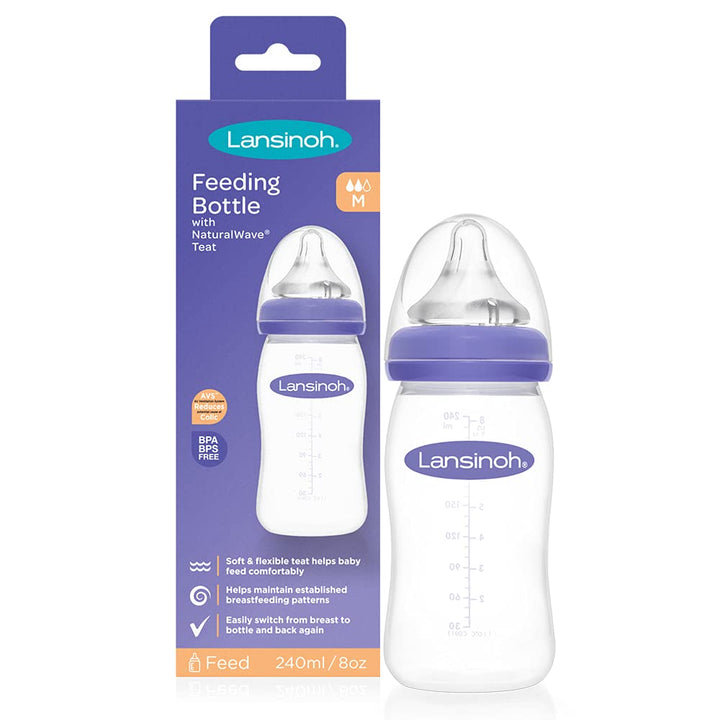 Lansinoh Feeding Bottle with NaturalWave Teat, 240 ml
