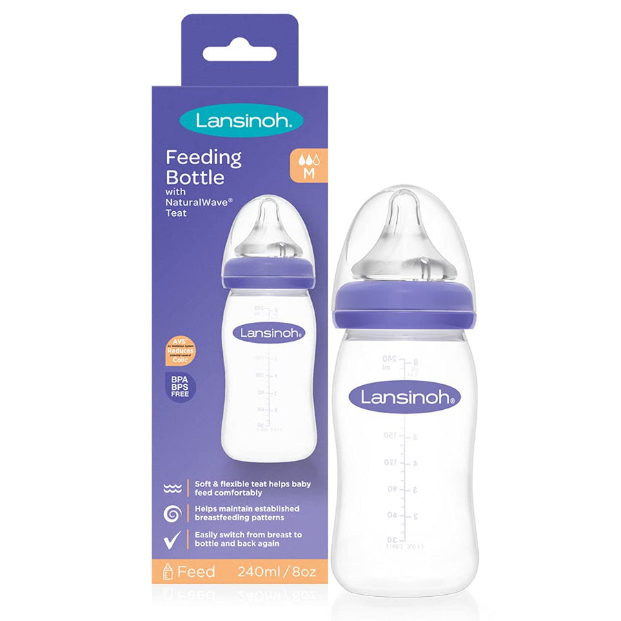 Lansinoh Feeding Bottle with NaturalWave Teat, 240 ml