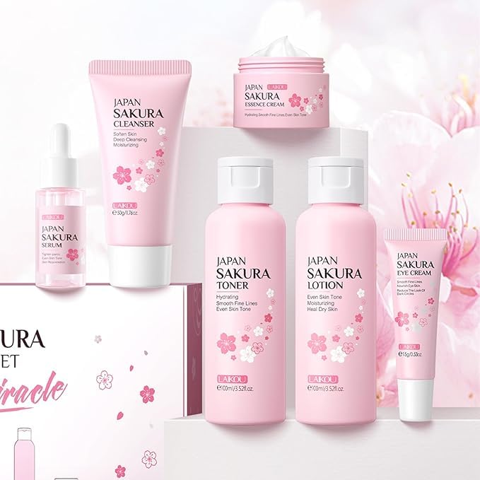 LAIKOU Sakura Skincare Set, 6 Count