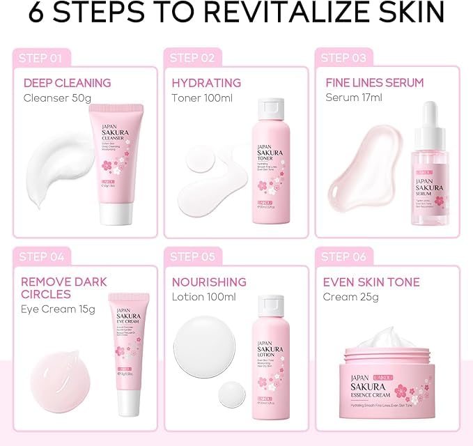 LAIKOU Sakura Skincare Set, 6 Count