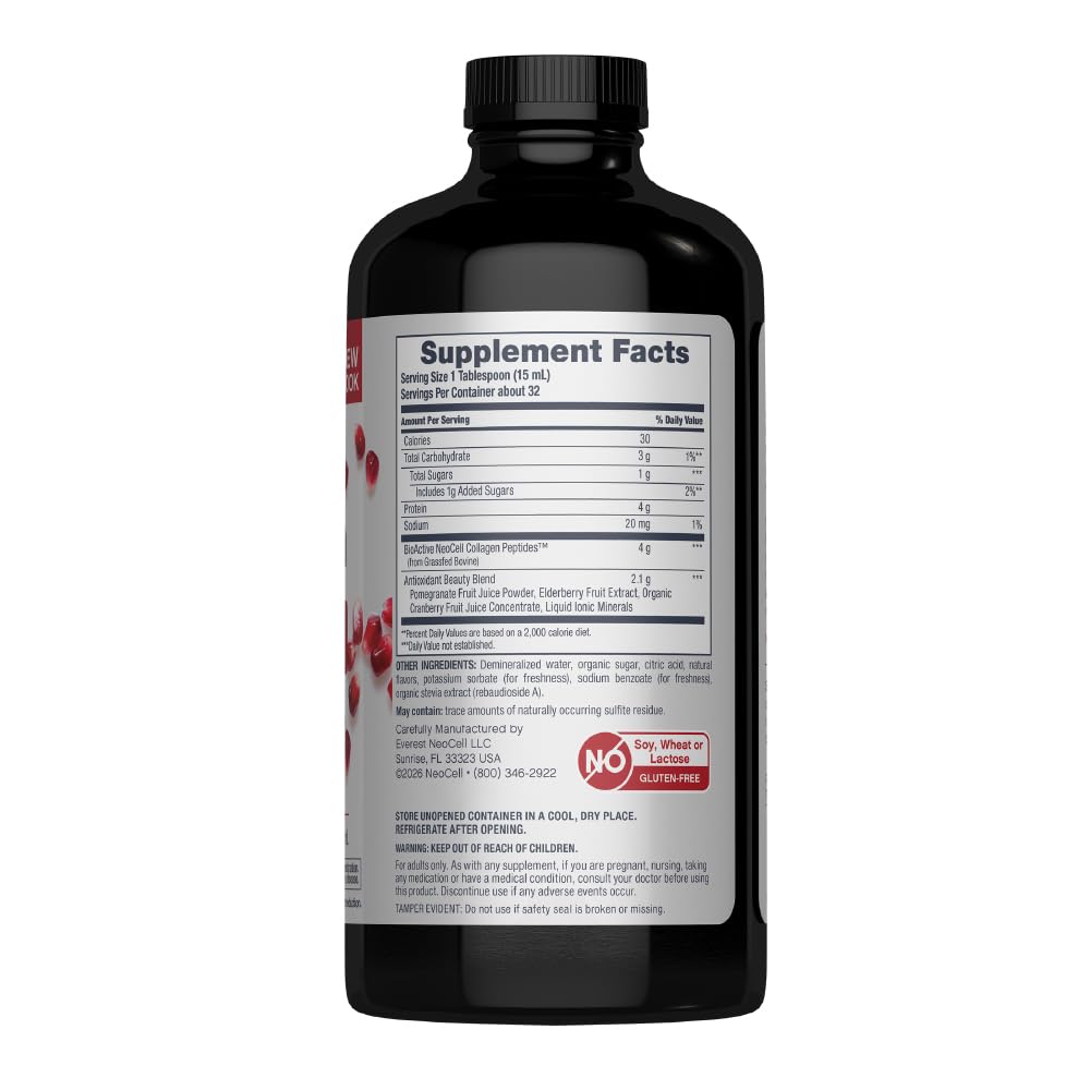 NeoCell Liquid Collagen Peptides, Pomegranate, 16 fl oz