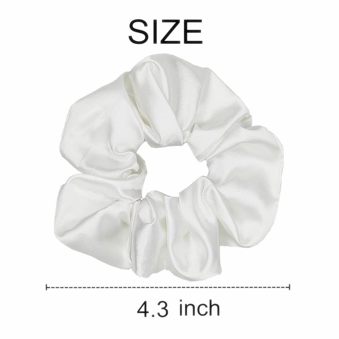 Sufermoe Satin Silk Hair Scrunchies, White, 6 Count