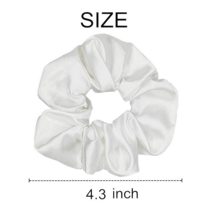 Sufermoe Satin Silk Hair Scrunchies, White, 6 Count