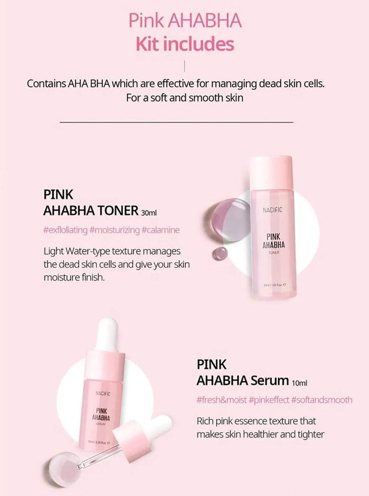 NACIFIC Pink AHA BHA Kit, Travel Size