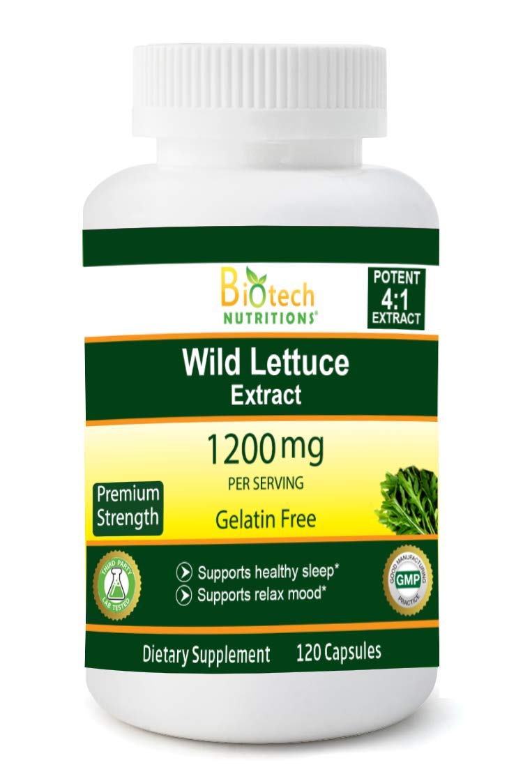 Biotech Nutritions Wild Lettuce Extract, 1200 mg, 120 Count