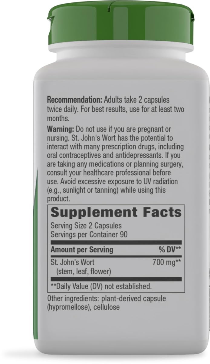 Nature's Way St John's Wort Vegetarian Capsules, 180 Count