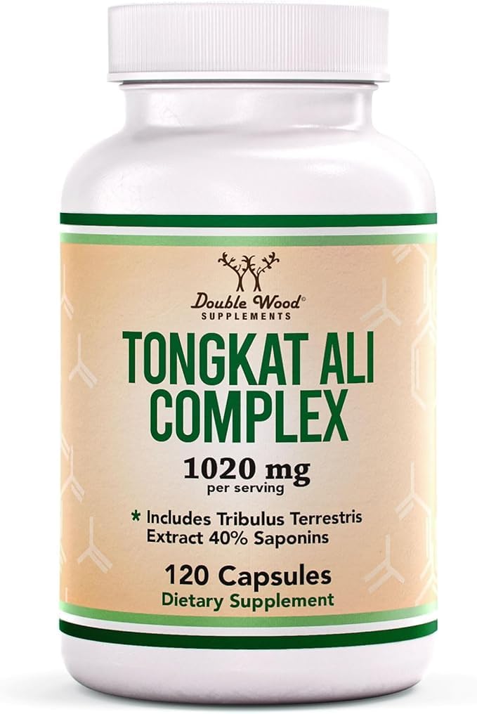 Double Wood Supplements Tongkat Ali Extract Capsules, 1020 mg, 120 Count