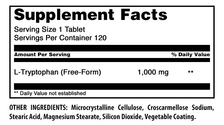 Amazing Nutrition L-Tryptophan 1000 mg Tablets, 120 Count