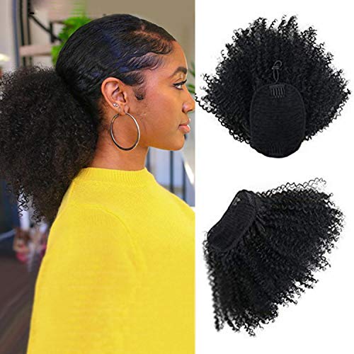 YITI Afro Curly Drawstring Ponytail Extension, Black, 1 Count