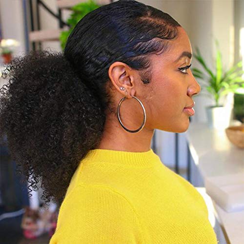 YITI Afro Curly Drawstring Ponytail Extension, Black, 1 Count