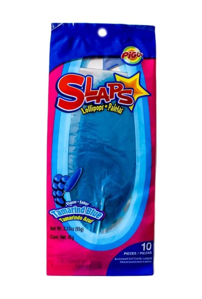 Dulces Pigui Slaps Tamarind Blue Flavor, 10 Count