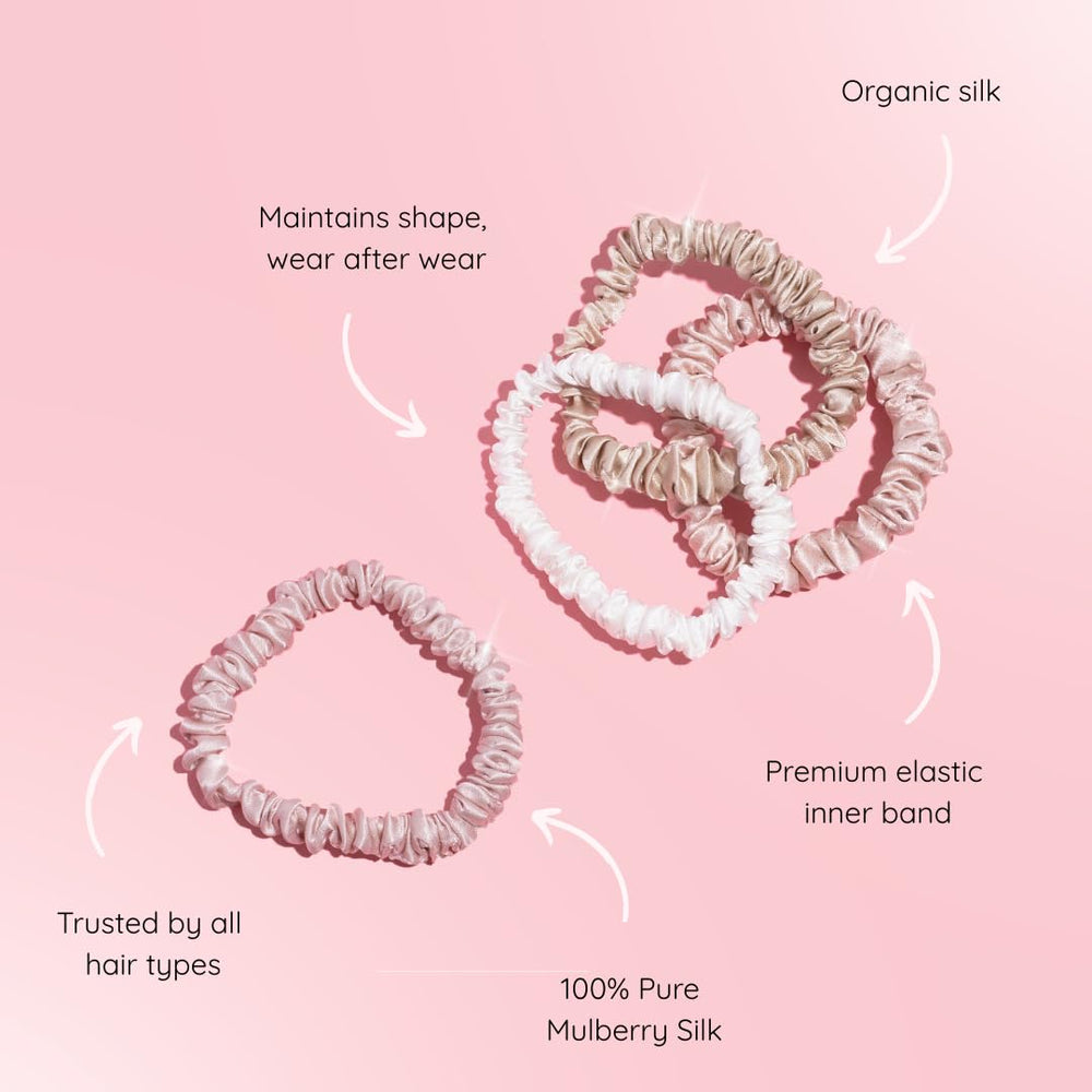 Silkie Skinny Scrunchies, Nudes, 4 Count