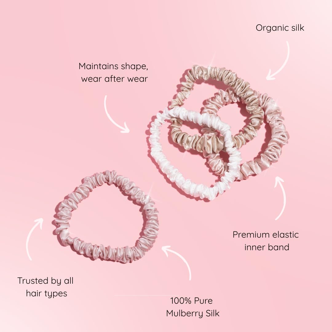 Silkie Skinny Scrunchies, Nudes, 4 Count