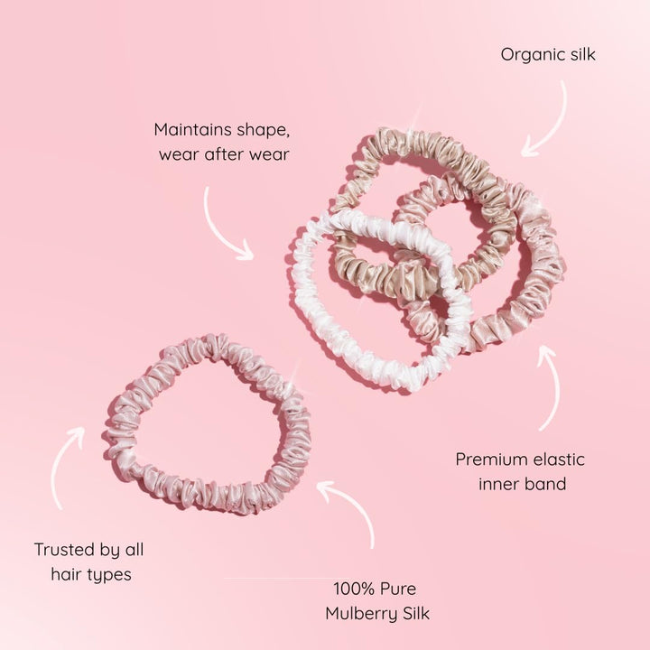 Silkie Skinny Scrunchies, Nudes, 4 Count