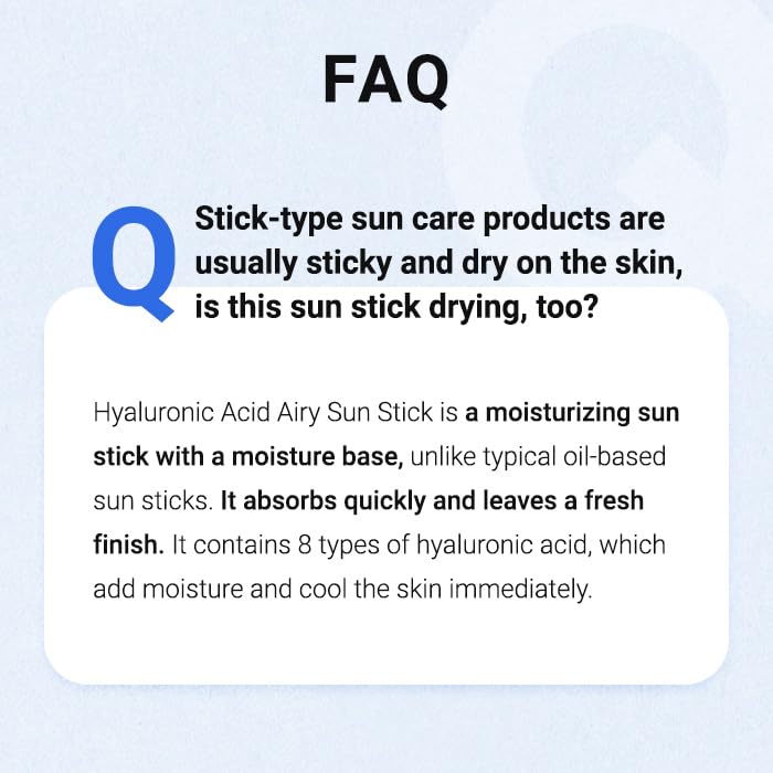 ISNTREE Hyaluronic Acid Airy Sun Stick SPF 50+ PA++++, 22 g
