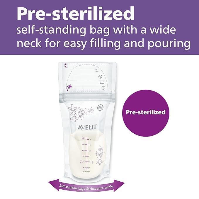 Philips Avent Breast Milk Storage Bags, Clear, 6 oz, 50 Count