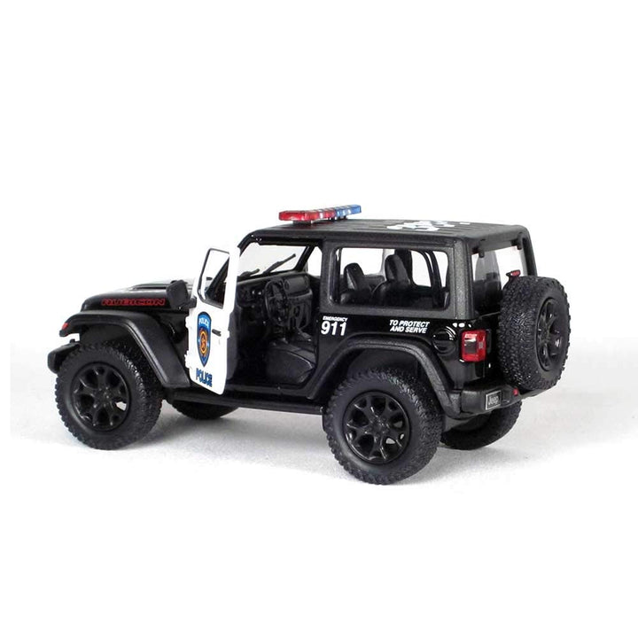 KiNSMART Jeep Wrangler Rubicon Die Cast Model Car, Rescue Police