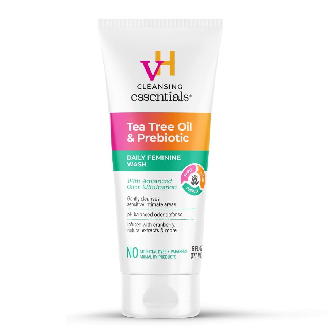 vH essentials Ph Balanced Daily Feminine Wash, Tea Tree Oil & Prebiotic, 6 fl oz