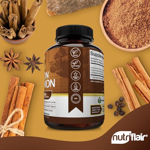 NutriFlair Organic Ceylon Cinnamon, 1200 mg, 180 Count
