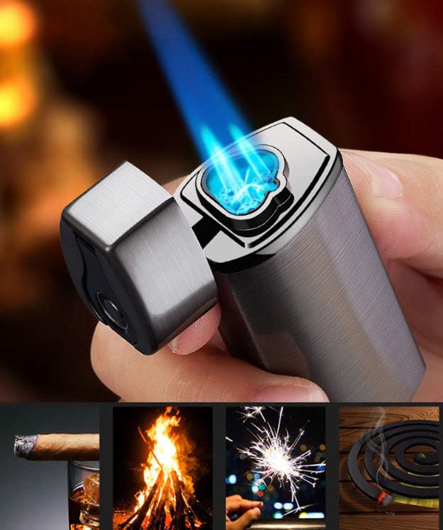 YKLWORLD Triple Jet Flame Lighter, Silver