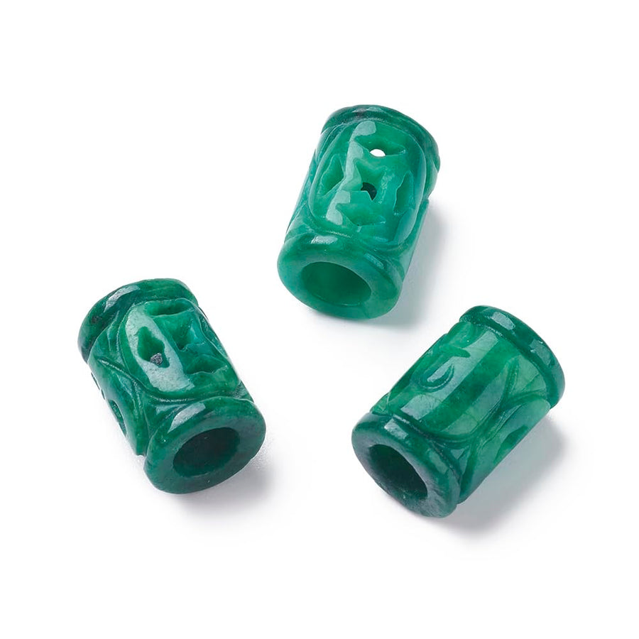 FASHEWELRY Natural Myanmar Jade Stone Large Hole Beads, 10 Count