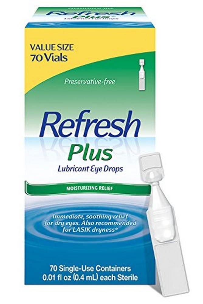 Refresh Plus Lubricant Eye Drops Preservative-Free Artificial Tears, 70 Count, 0.01 fl oz