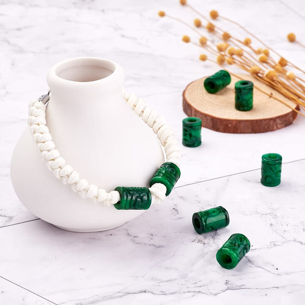 FASHEWELRY Natural Myanmar Jade Stone Large Hole Beads, 10 Count