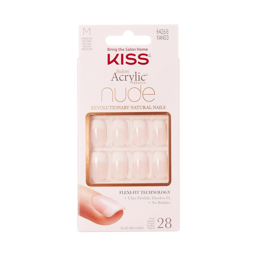 KISS Salon Acrylic French Nude Nails, 28 Count