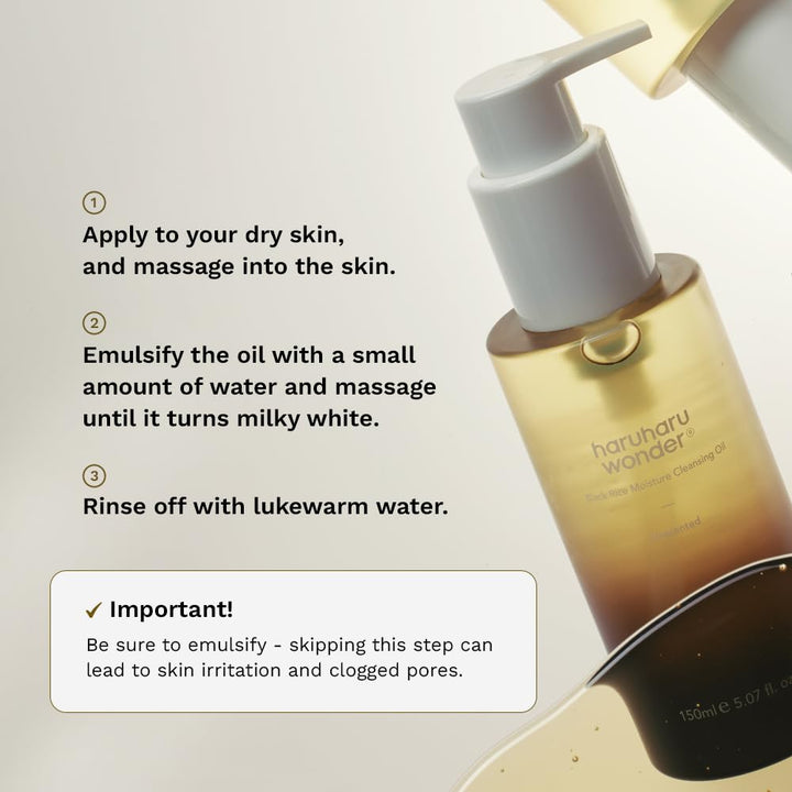 HARUHARU Wonder Black Rice Moisture Deep Cleansing Oil, 150 ml
