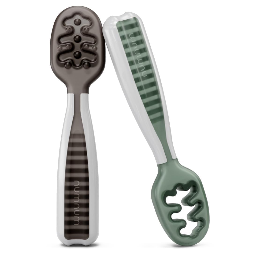 NumNum Baby Spoons Self Feeding, Gray/Green, 2 Count