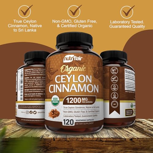 NutriFlair Organic Ceylon Cinnamon, 1200 mg, 180 Count