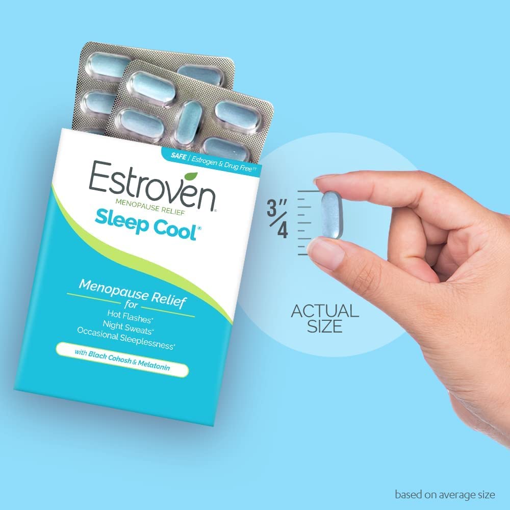 Estroven Sleep Cool for Hot Flash & Night Sweats Menopause Relief, 30 Count