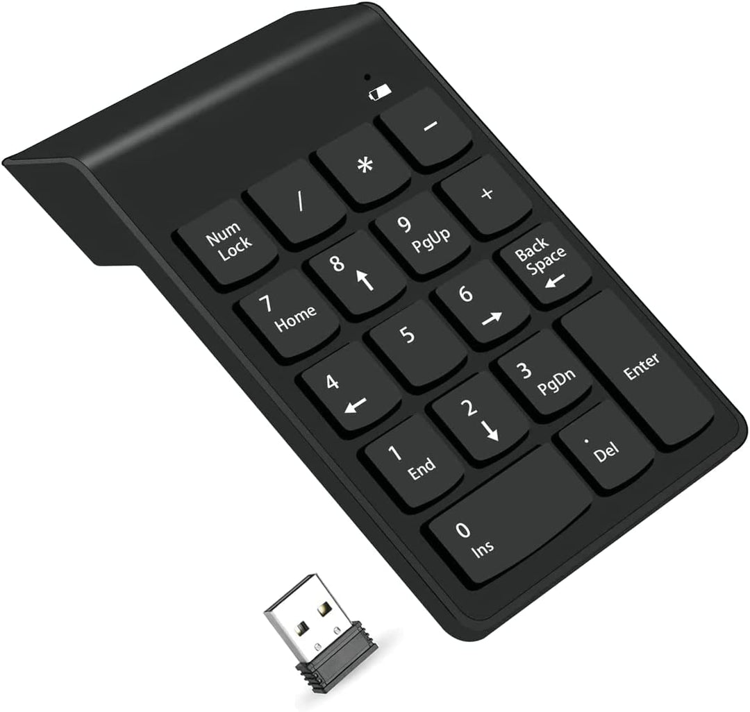 SMOOTHCLUE Wireless Numeric Keypad, Black, 18 Count