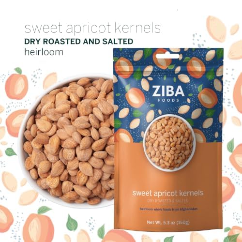Ziba Sweet Apricot Kernels, Dry Roasted and Salted, 150 g