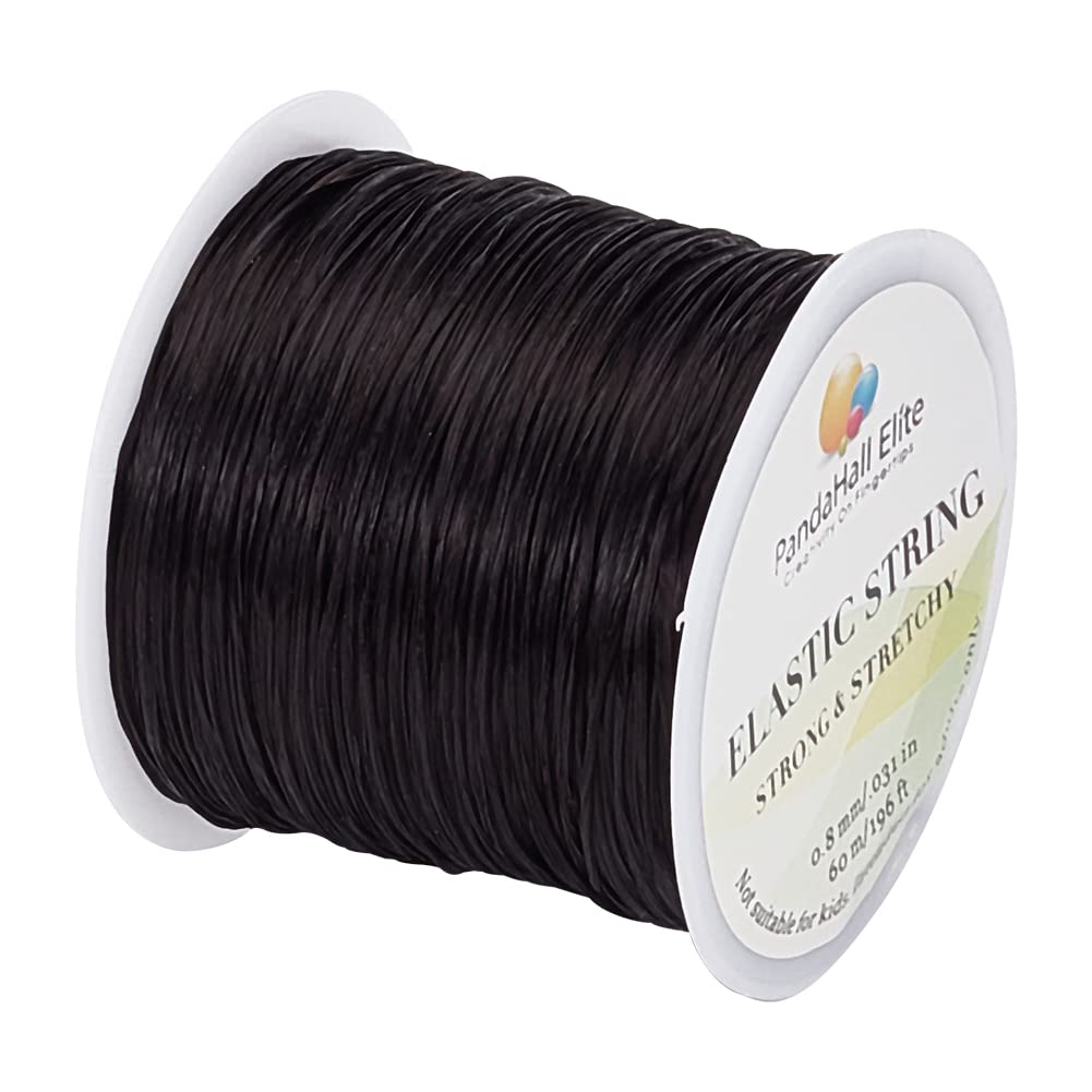 PH PandaHall Elastic Stretch Polyester Thread, Black, 1 Roll