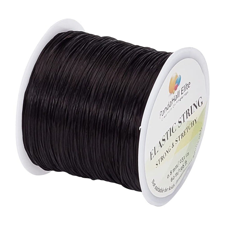 PH PandaHall Elastic Stretch Polyester Thread, Black, 1 Roll