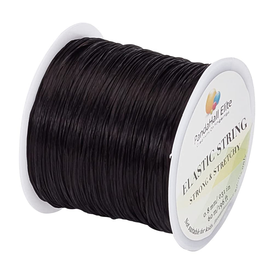 PH PandaHall Elastic Stretch Polyester Thread, Black, 1 Roll