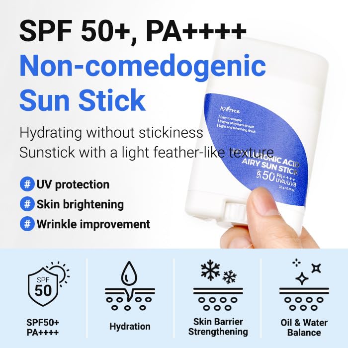 ISNTREE Hyaluronic Acid Airy Sun Stick SPF 50+ PA++++, 22 g