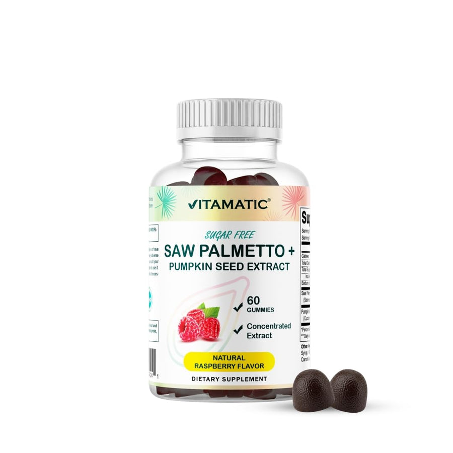 Vitamatic Saw Palmetto & Pumpkin Seed Gummies, Raspberry, 60 Count